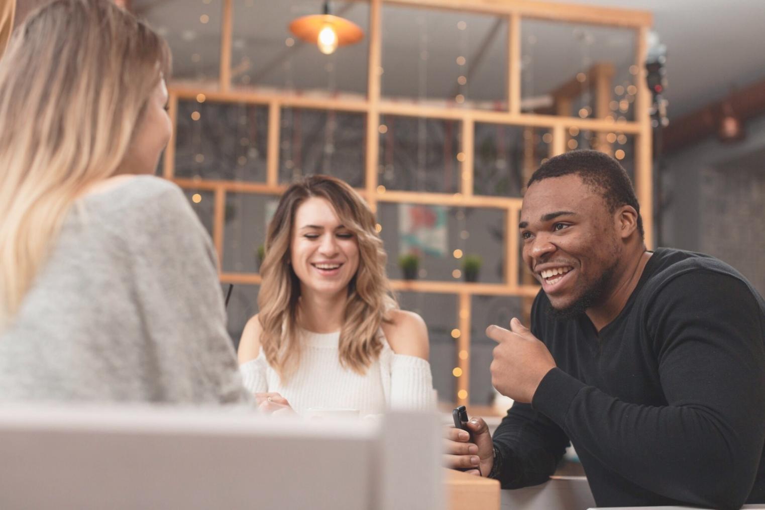 Team members analysing budget trends together during corporate training session